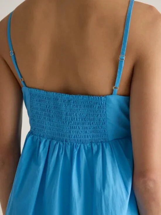 Quince 100% Organic Cotton Sleeveless Maxi Dress Cornflower Blue M NWT - Picture 2 of 4